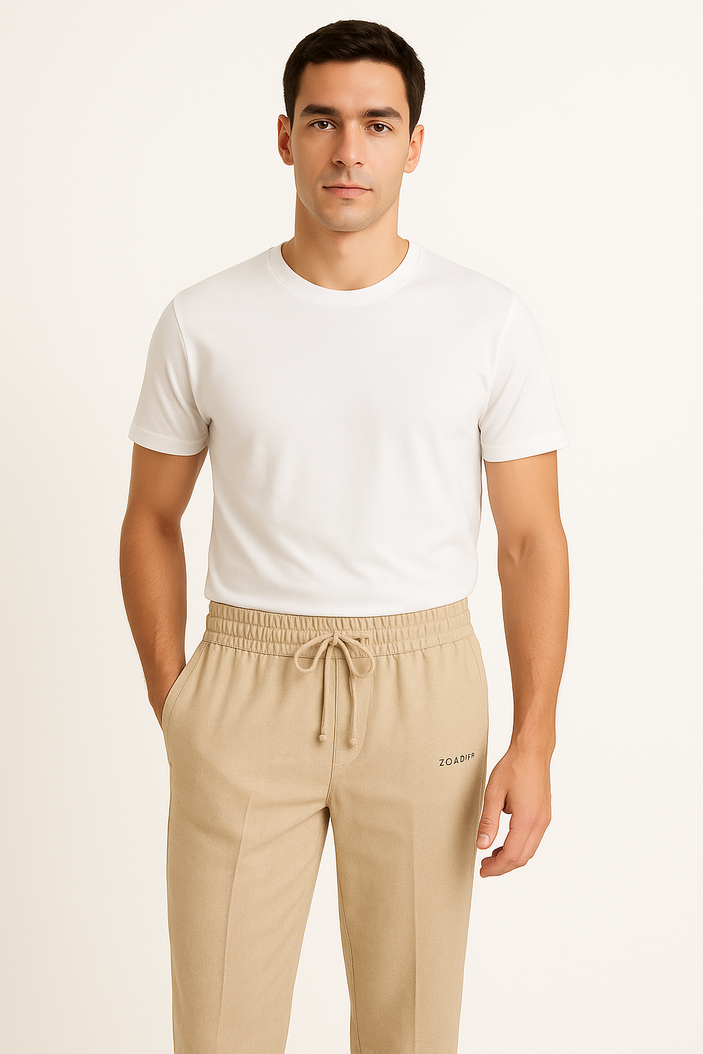 Zoadify Men’s Premium Cotton Solid White T-Shirt | Regular Fit Soft Breathable Casual Tee for Daily Wear